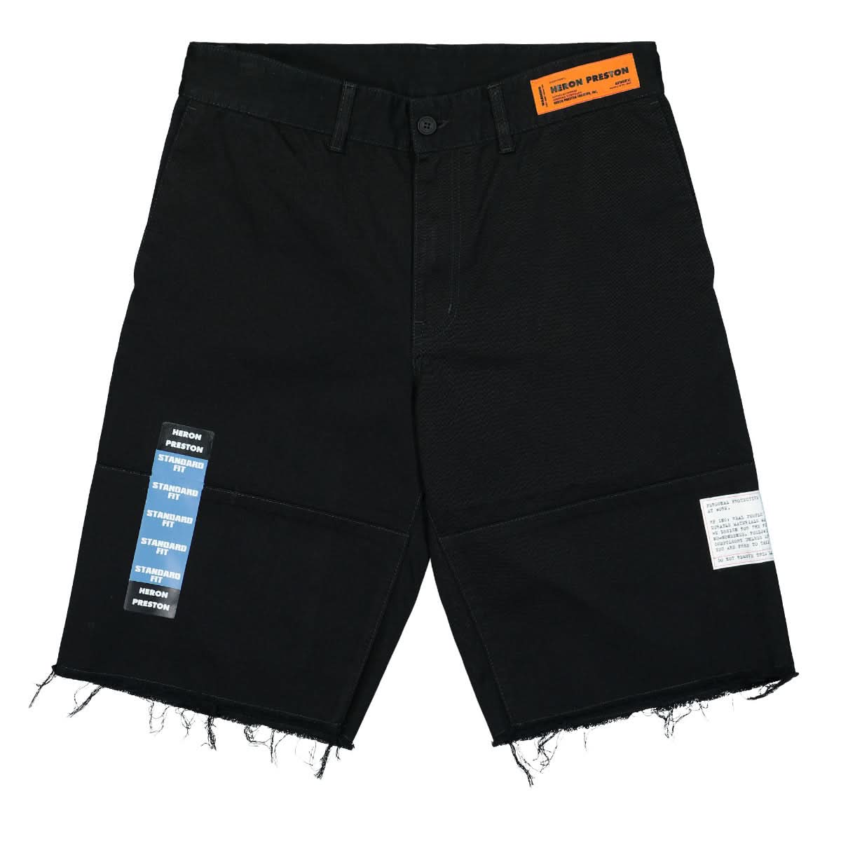 Heron Preston Heron Chino Raw Edge Shorts Black Detail view 1 | Gate