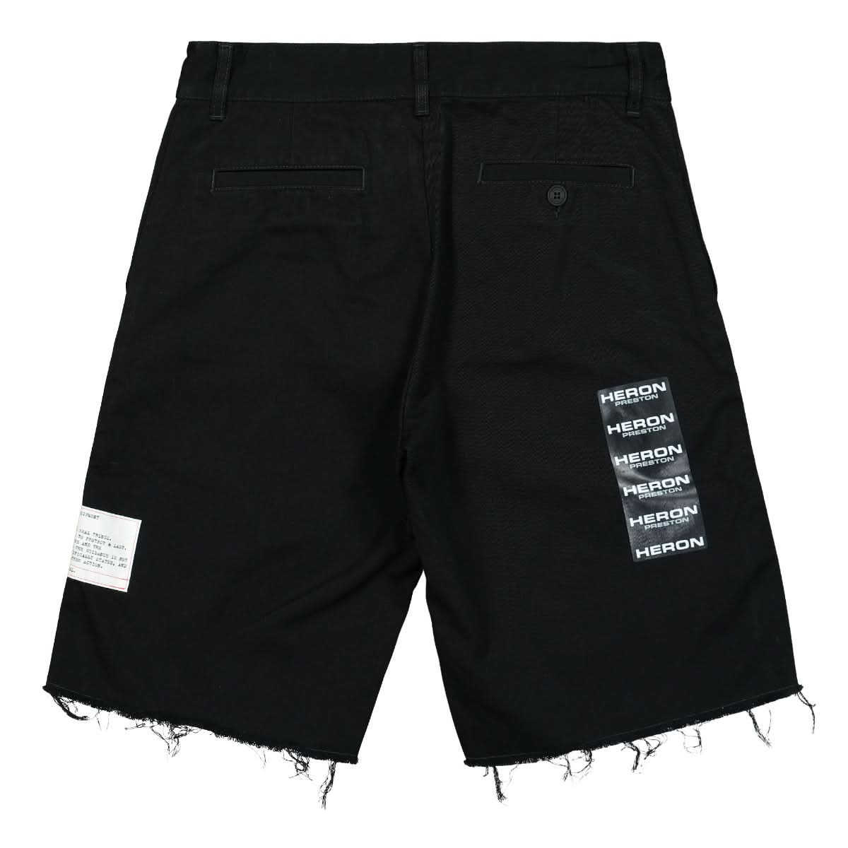 Heron Preston Heron Chino Raw Edge Shorts Black Detail view 2 | Gate