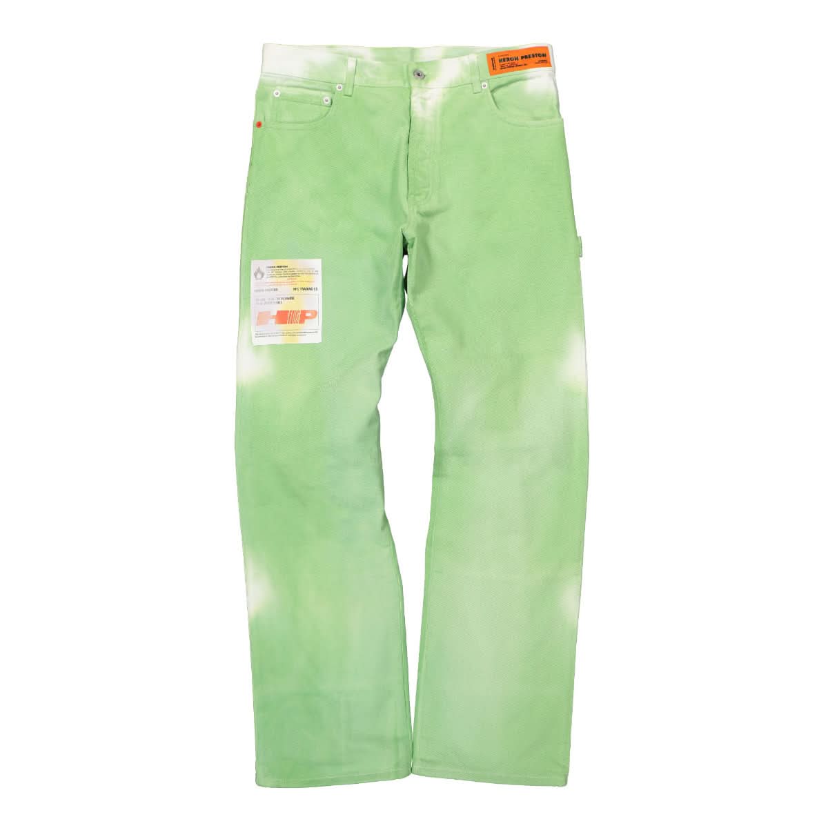 Heron Preston Label Tie Dye Hammer Pants Green Detail view 1 | Gate