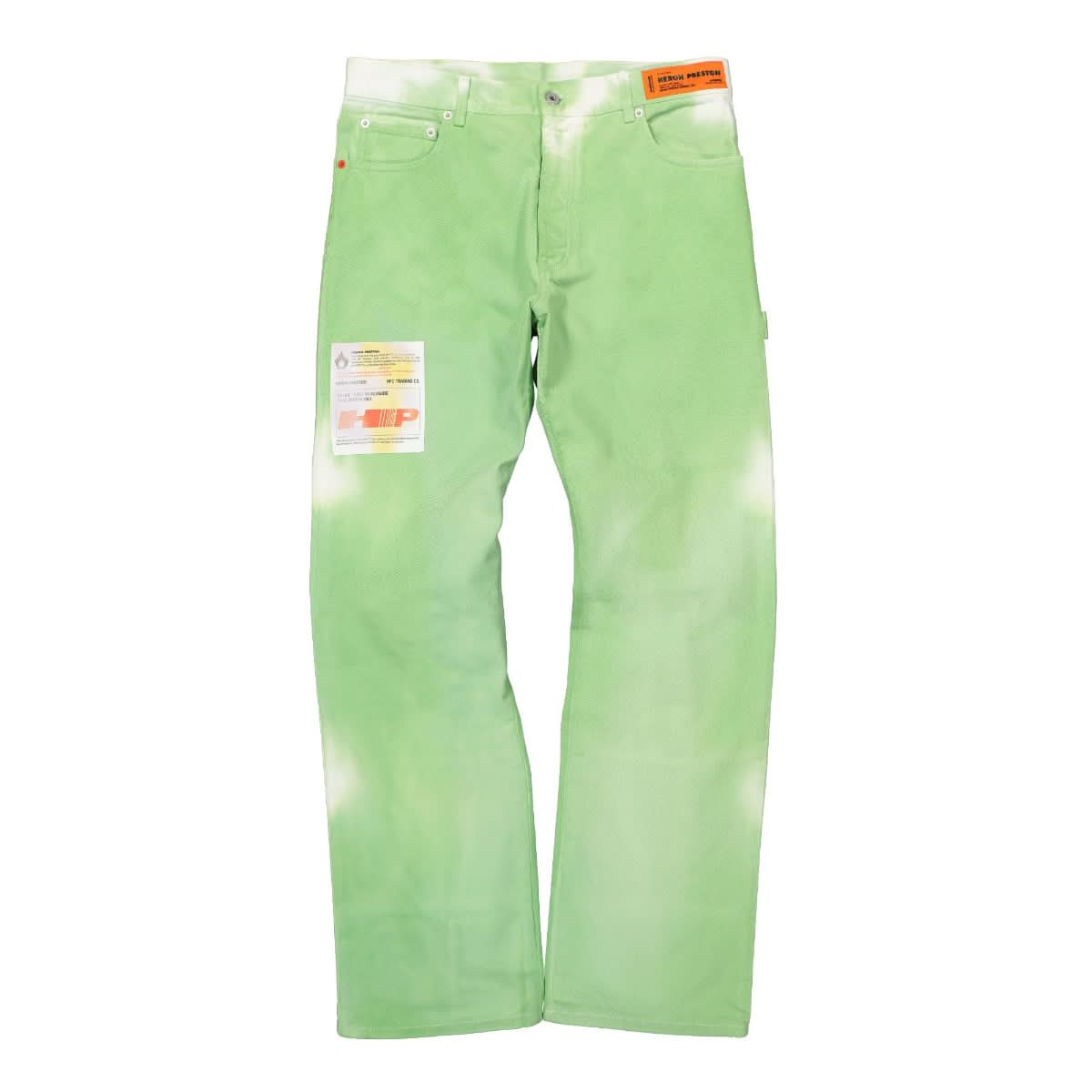 Heron Preston Label Tie Dye Hammer Pants Green Detail view 2 | Gate