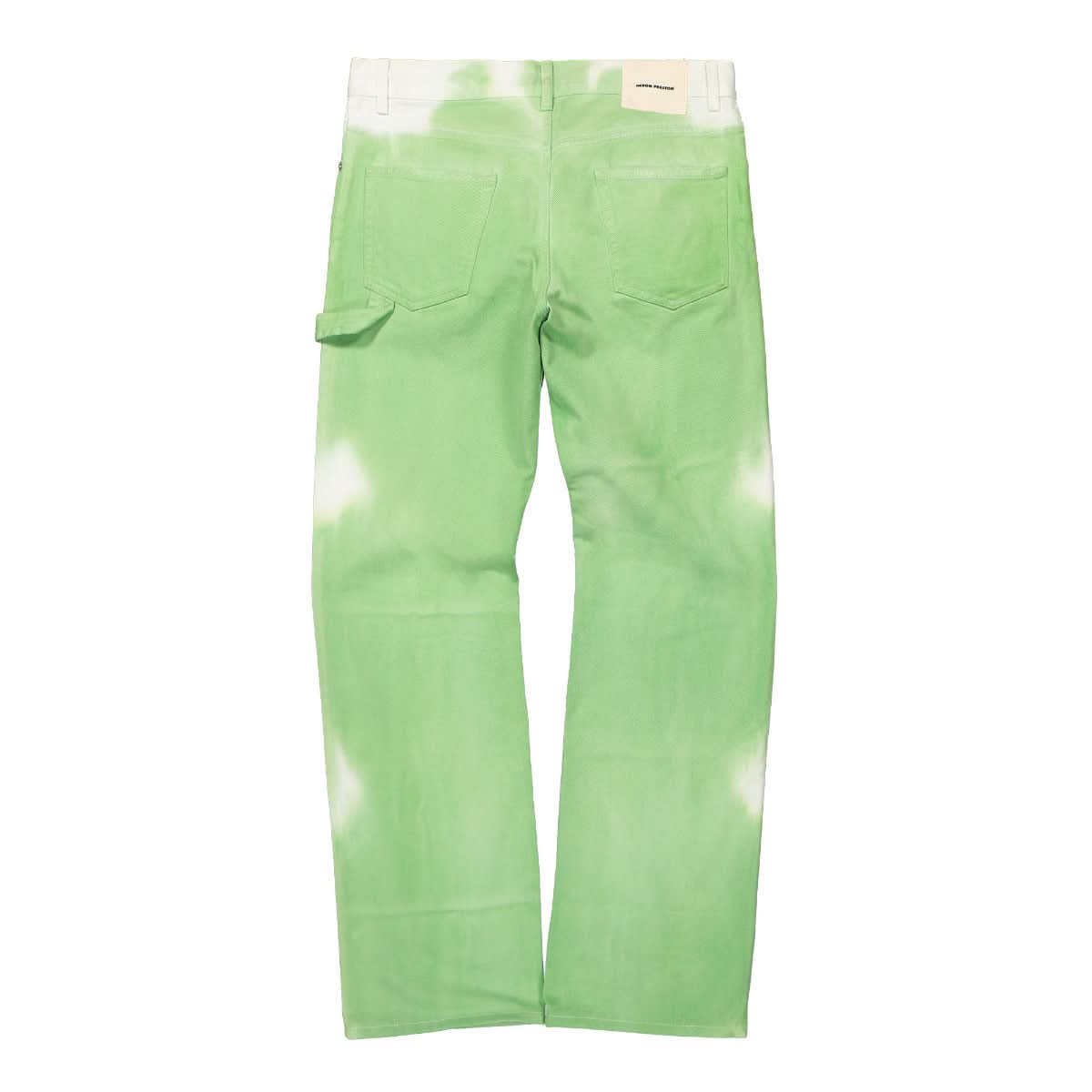 Heron Preston Label Tie Dye Hammer Pants Green Detail view 3 | Gate