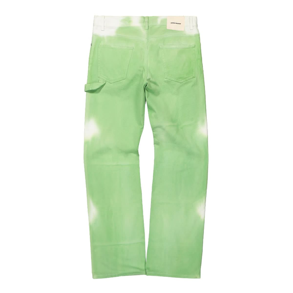 Heron Preston Label Tie Dye Hammer Pants Green Detail view 4 | Gate
