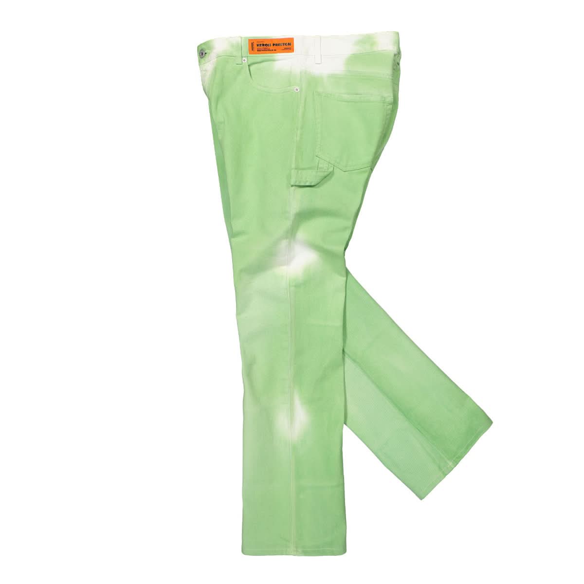Heron Preston Label Tie Dye Hammer Pants Green Detail view 5 | Gate
