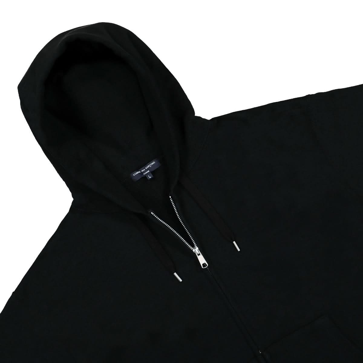 Comme des Garçons Homme Logo Zip Hoodie Black Detail view 3 | Gate