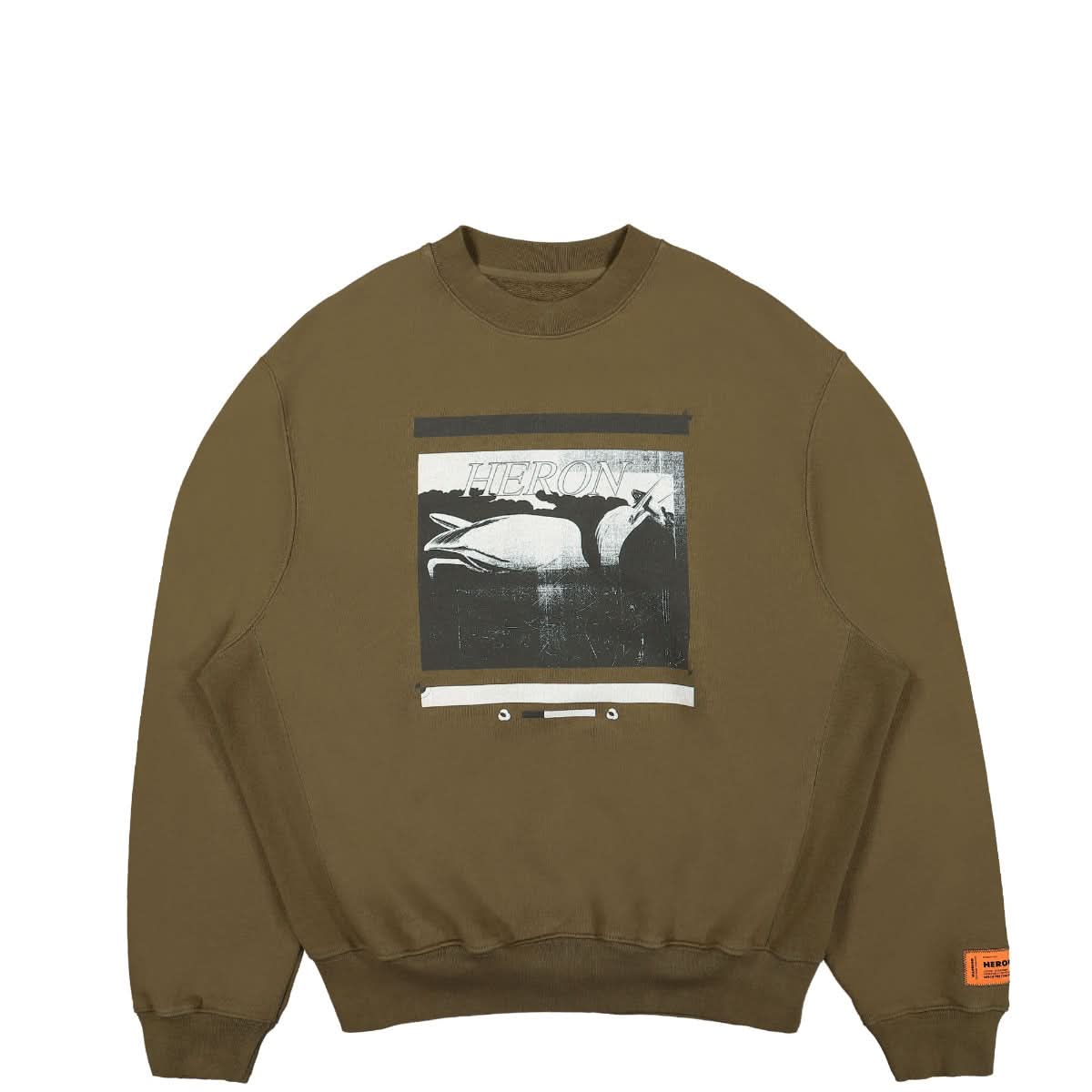 Heron Preston Misprinted Heron Crewneck Black,Olive Detail view 1 | Gate