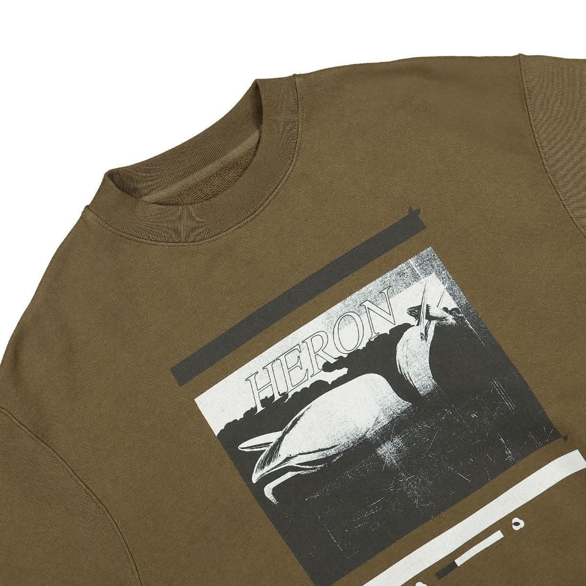 Heron Preston Misprinted Heron Crewneck Black,Olive Detail view 3 | Gate