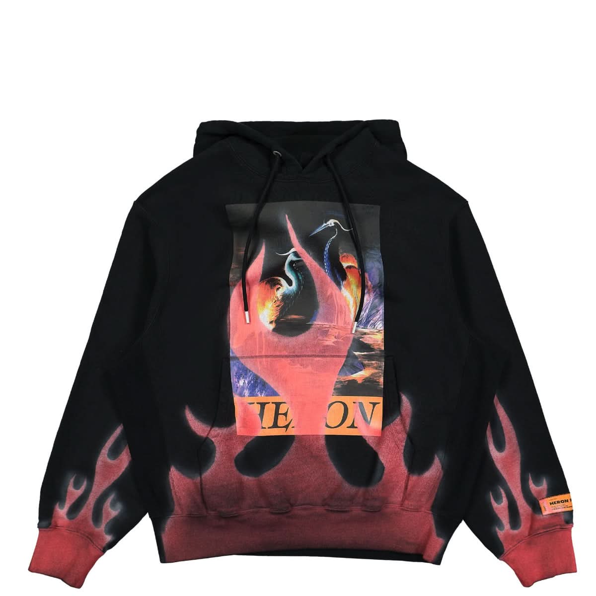 Heron Preston Heron Times Flames Hoodie Black,Multicolor Detail view 1 | Gate
