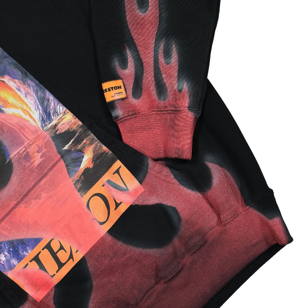 Heron Preston Heron Times Flames Hoodie Black,Multicolor Detail view 4 | Gate