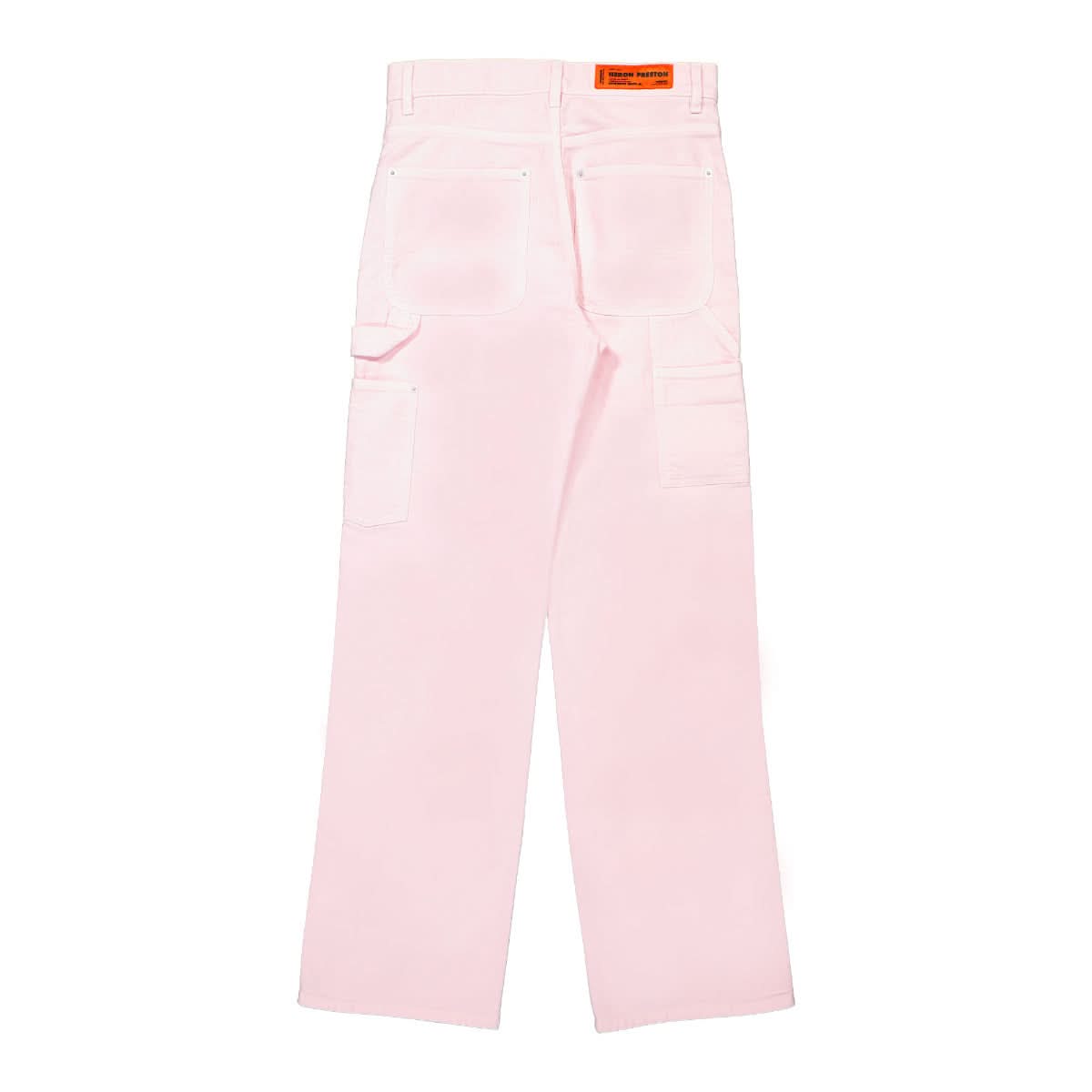 Heron Preston White Stitch Carpenter Pants Pink Detail view 1 | Gate