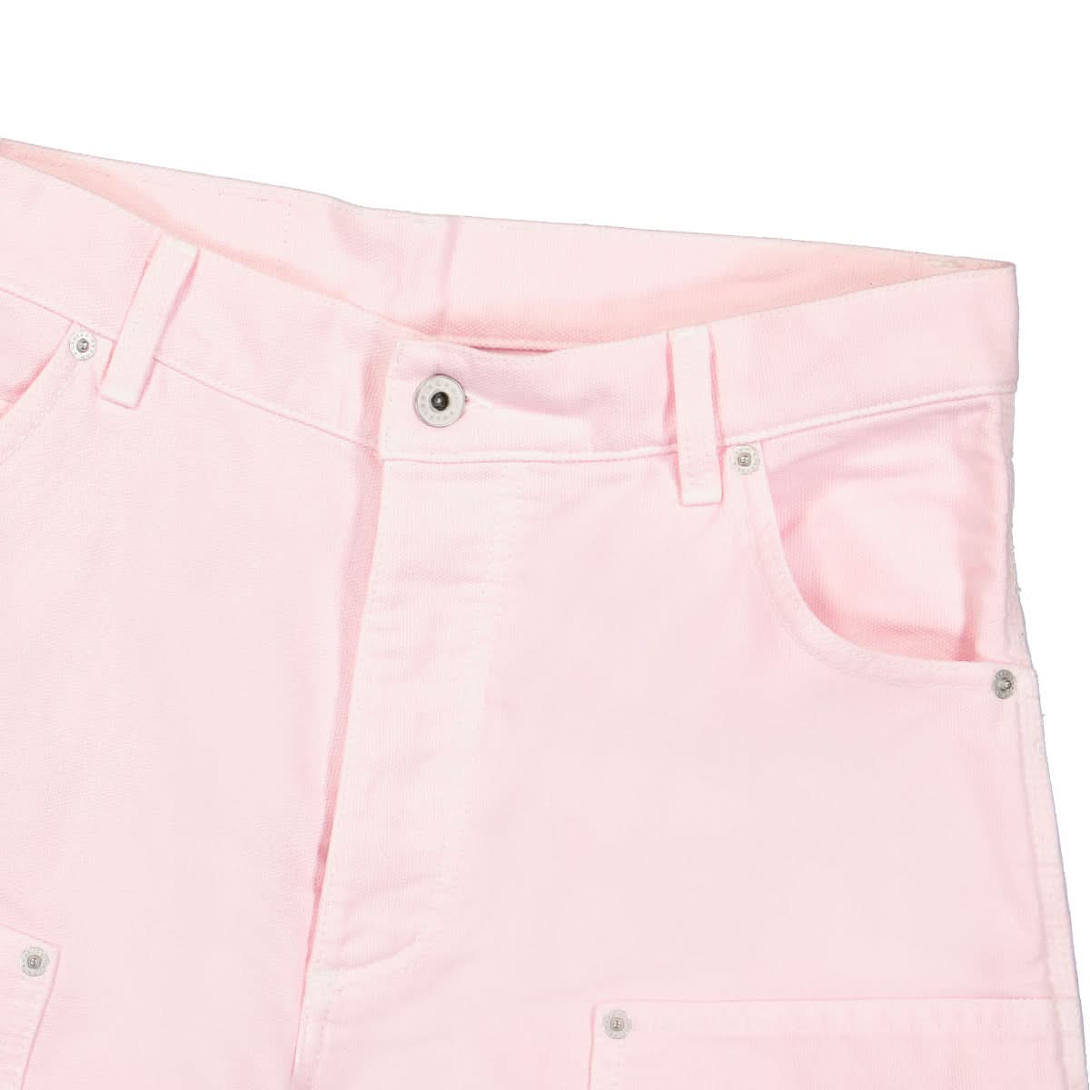 Heron Preston White Stitch Carpenter Pants Pink Detail view 4 | Gate
