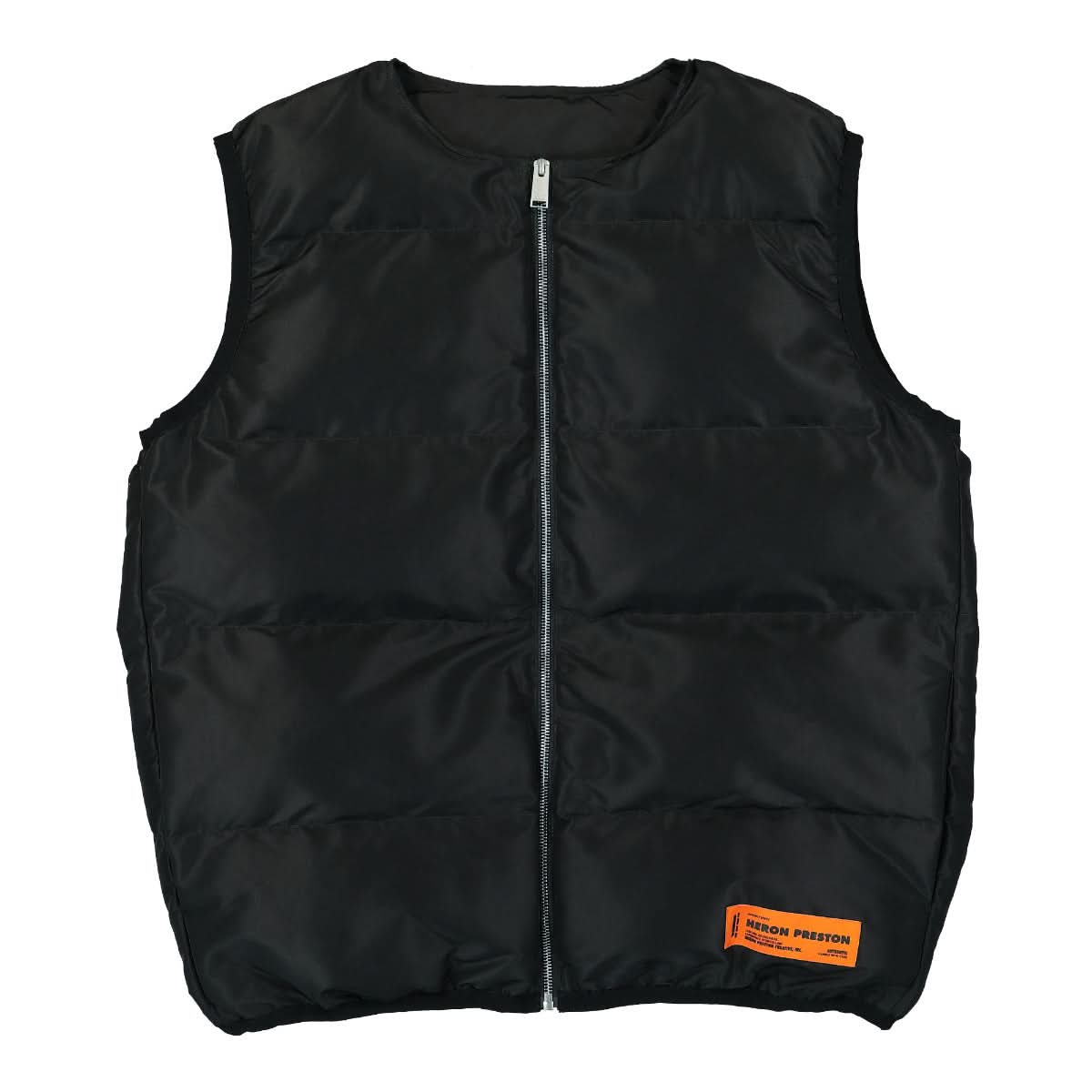 Heron Preston Logo Tape Nylon Padded Vest Black Detail view 1 | Gate