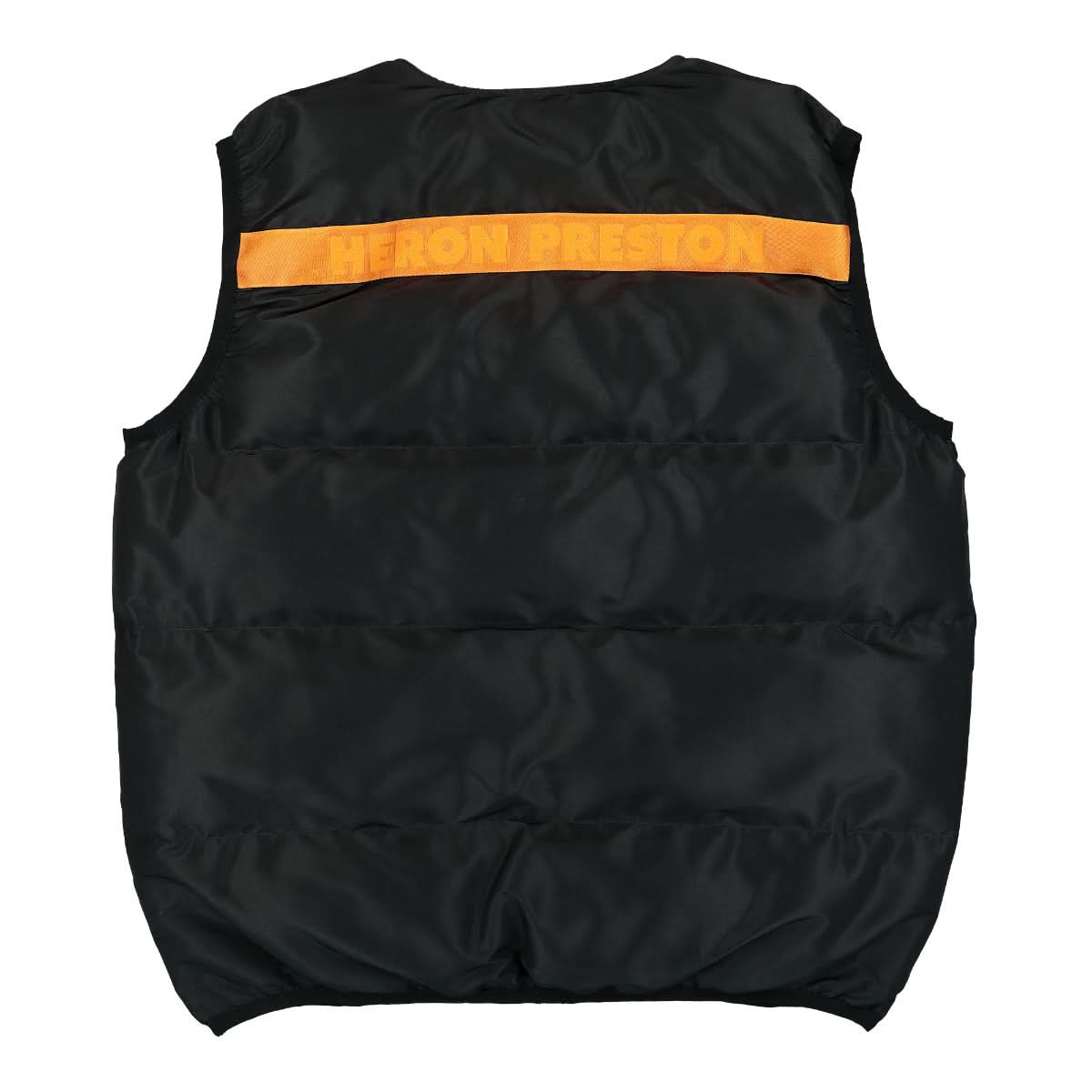 Heron Preston Logo Tape Nylon Padded Vest Black Detail view 2 | Gate