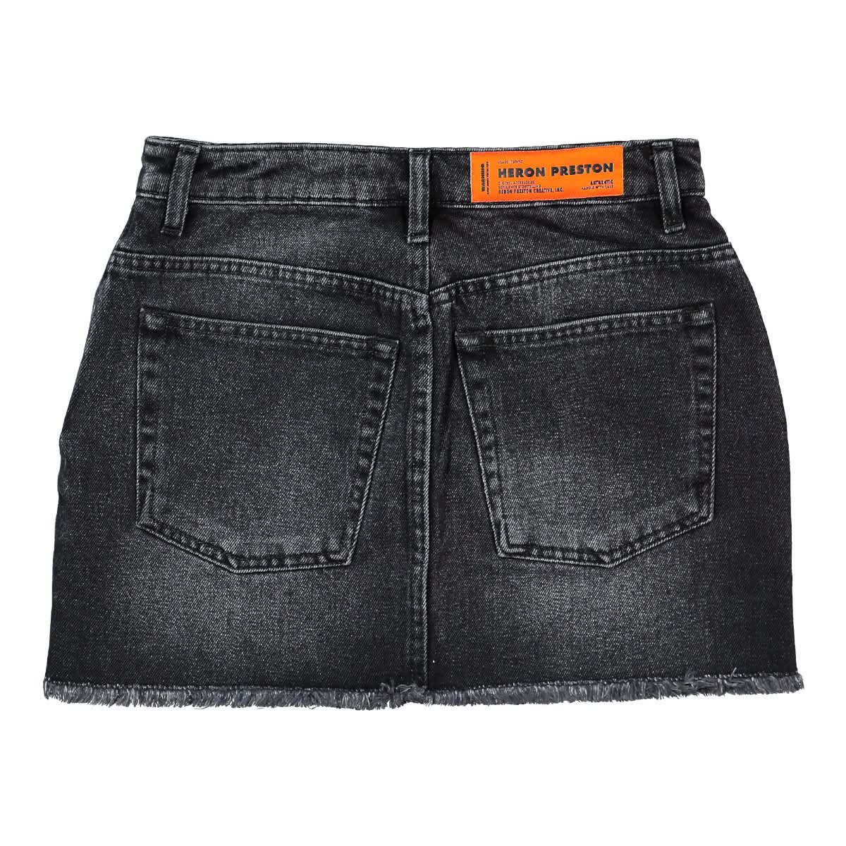 Heron Preston Denim Skirt Black Detail view 2 | Gate