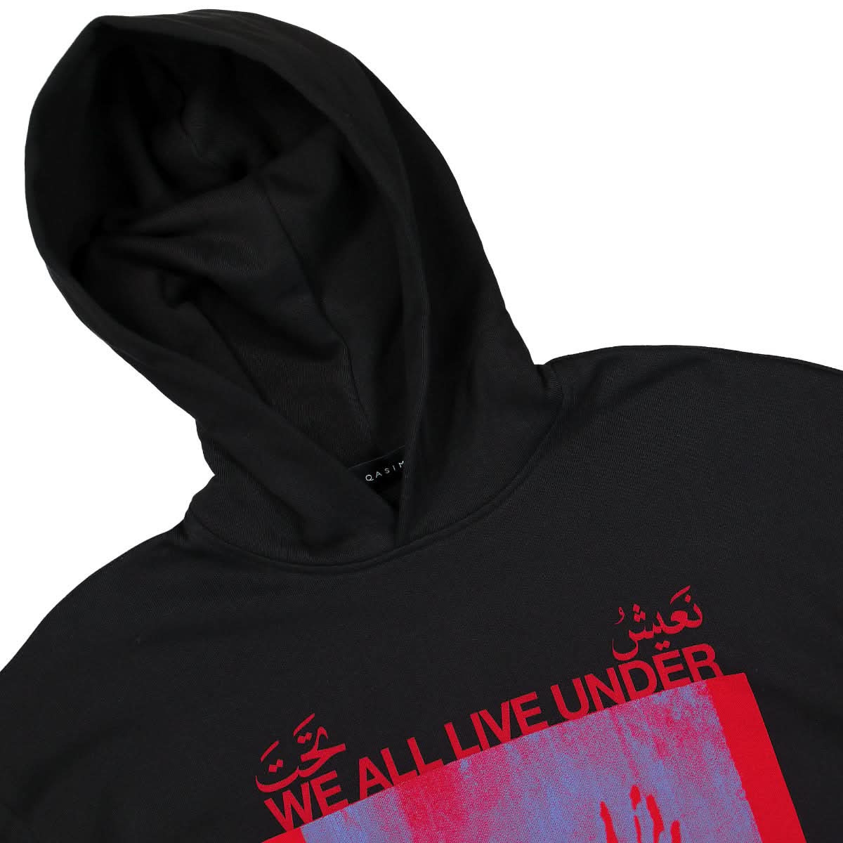 Qasimi We All Live Under The Same Sky Reg. Fit Hoodie Black Detail view 3 | Gate