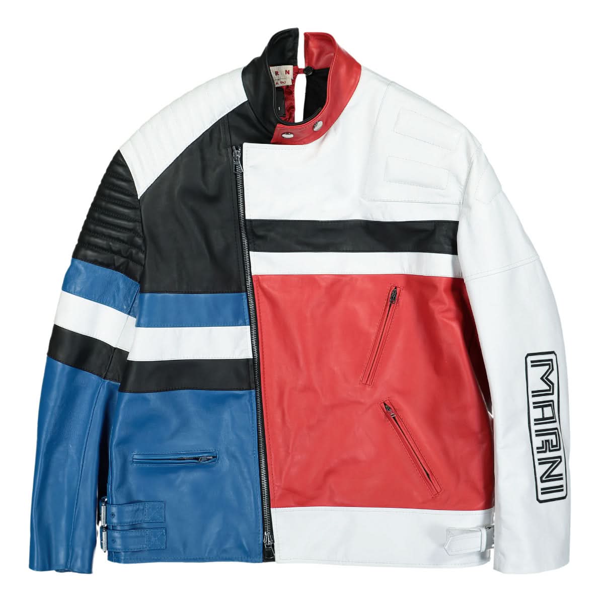 Marni Harley Calf Leather Jacket Multicolor Detail view 1 | Gate