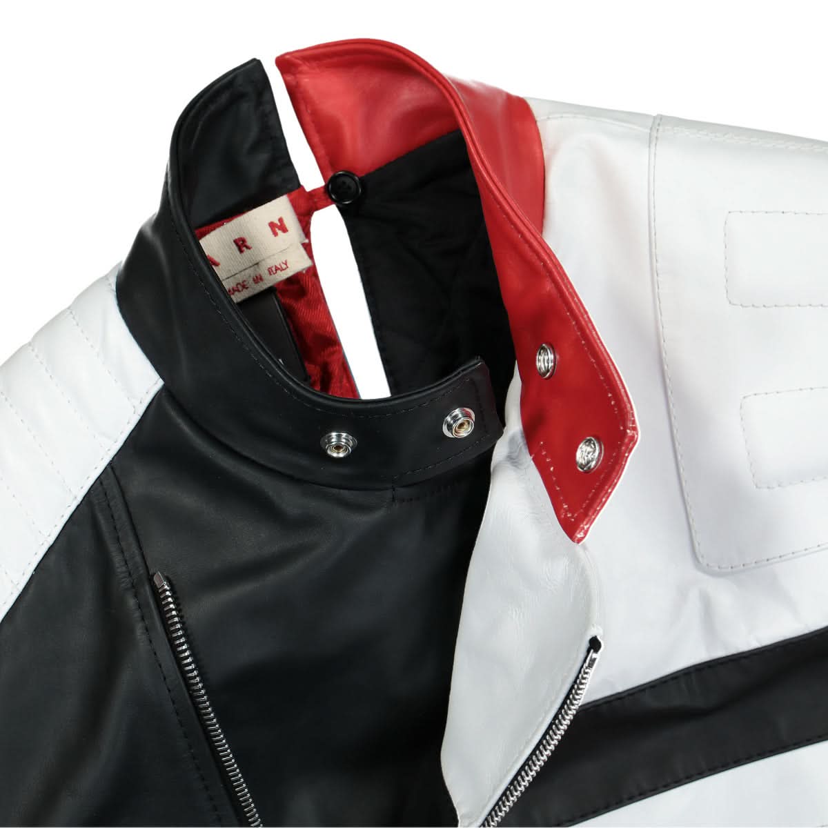 Marni Harley Calf Leather Jacket Multicolor Detail view 3 | Gate