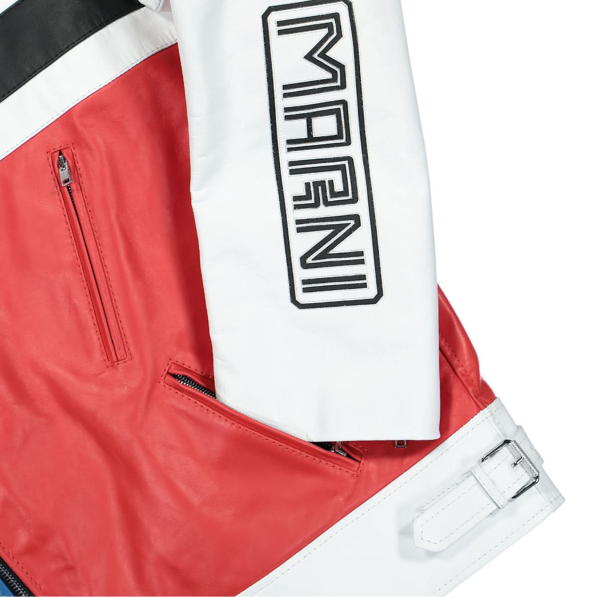 Marni Harley Calf Leather Jacket Multicolor Detail view 4 | Gate