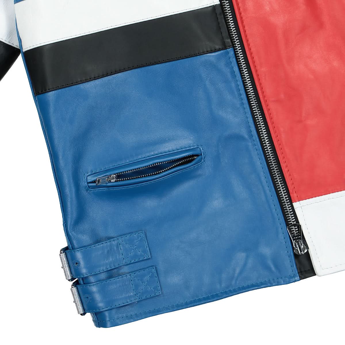 Marni Harley Calf Leather Jacket Multicolor Detail view 5 | Gate