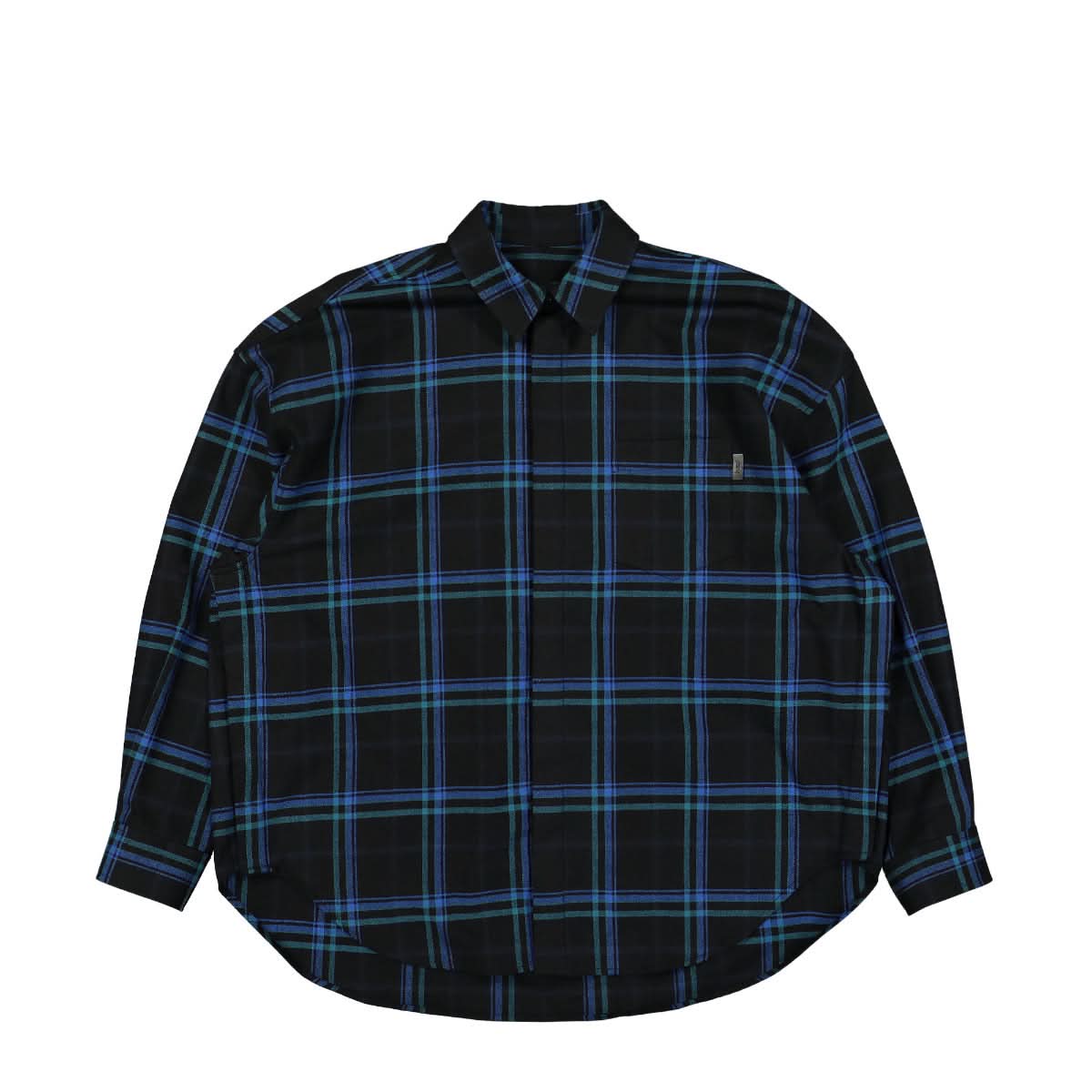 Juun.J Front One Pocket Check Shirt Blue Detail view 1 | Gate