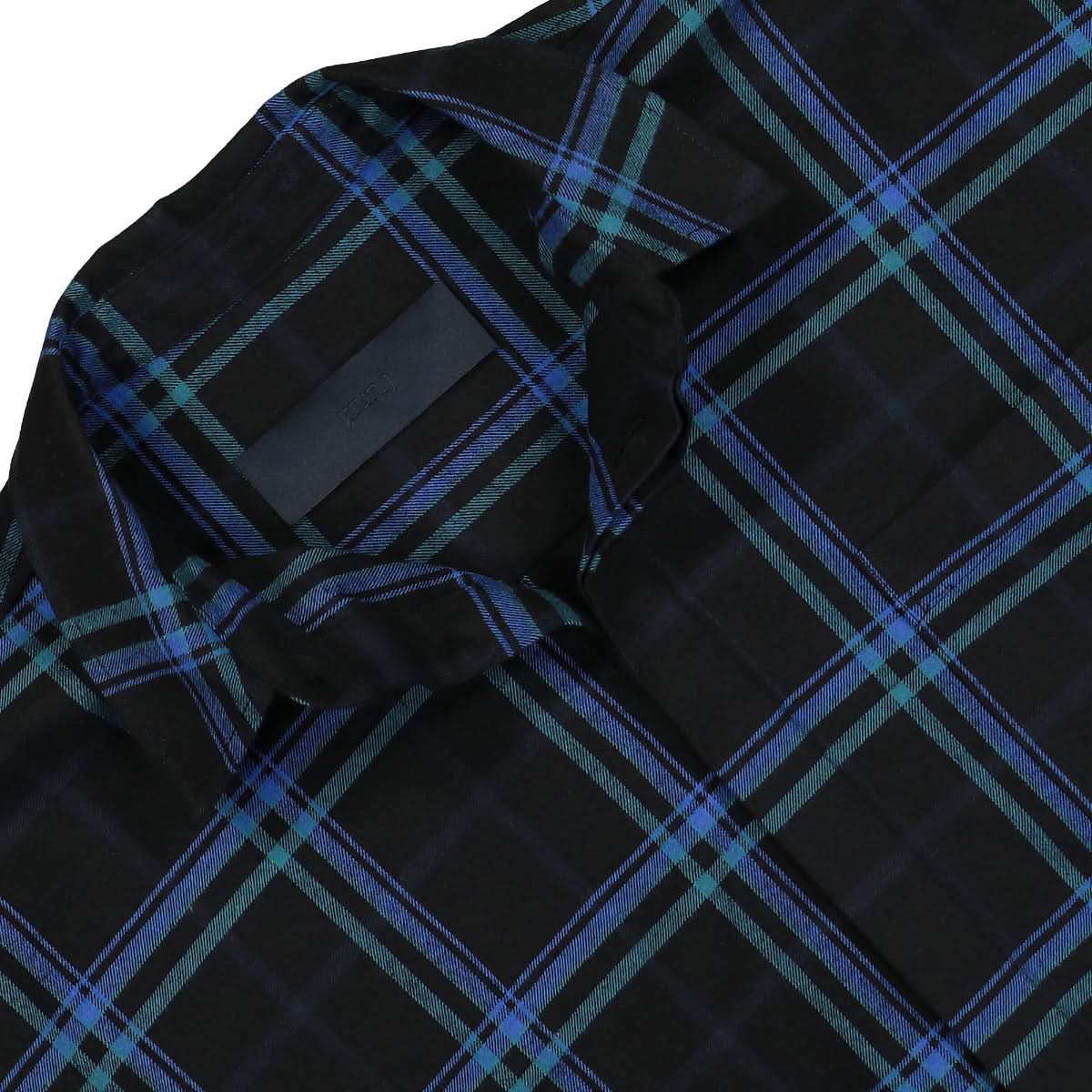 Juun.J Front One Pocket Check Shirt Blue Detail view 3 | Gate