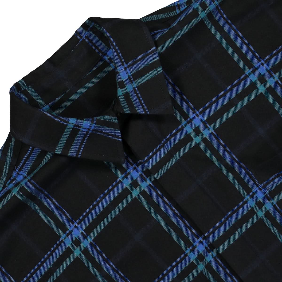 Juun.J Front One Pocket Check Shirt Blue Detail view 4 | Gate