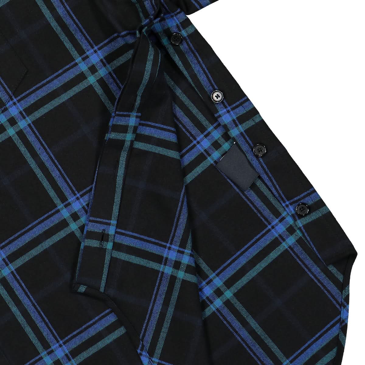 Juun.J Front One Pocket Check Shirt Blue Detail view 5 | Gate