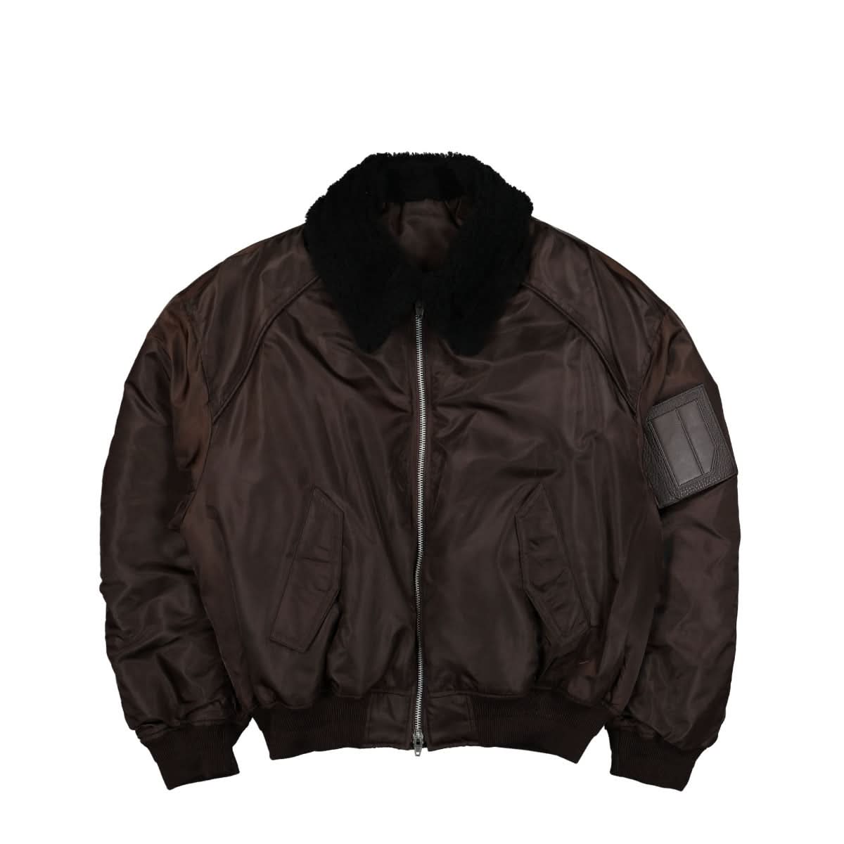 Juun.J Shearing Lamb Collar Ma-1 Jumper Brown Detail view 1 | Gate