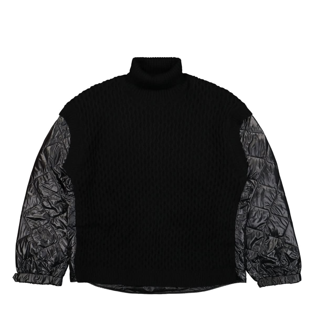 Juun.J Quilting Paneled Turtle Neck Sweater Black Detail view 1 | Gate