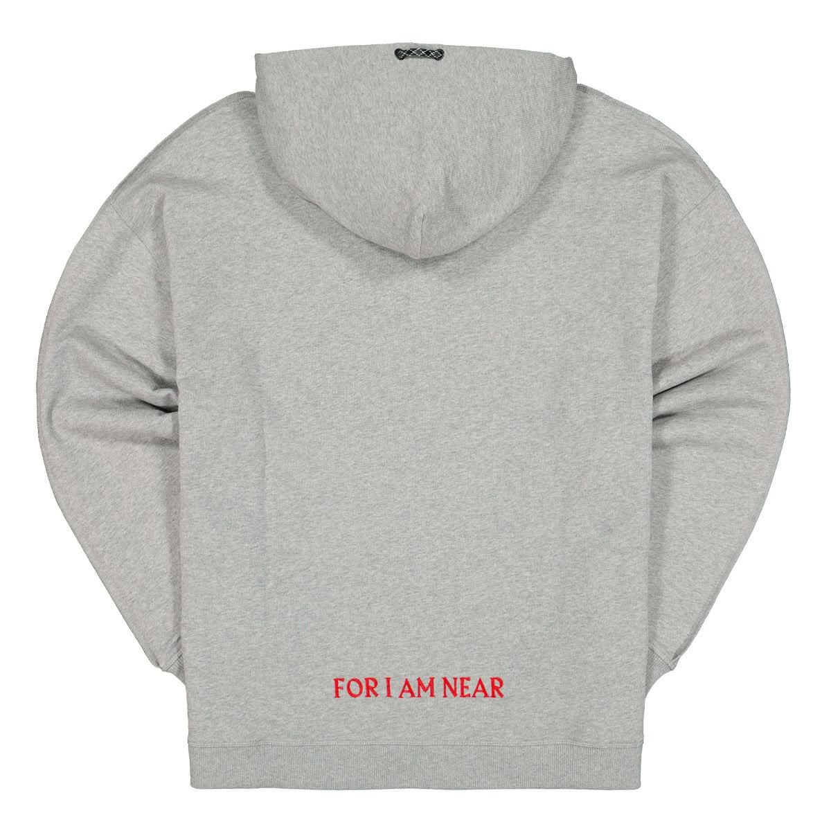 Qasimi Hadiiqa Fleece We Have Not Yet Parted Text Hoodie Grey Detail view 2 | Gate