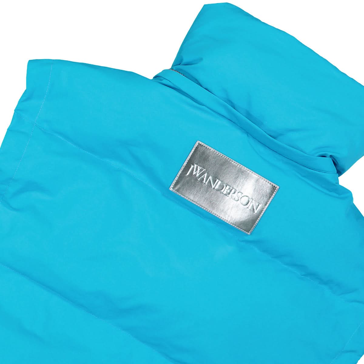 JW Anderson Contrast Hood Puffer Gilet Blue Detail view 5 | Gate