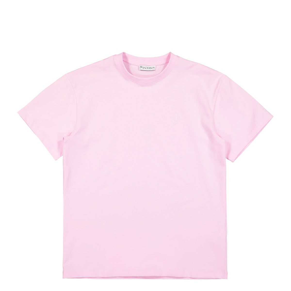 JW Anderson Swirl Logo Classic T-Shirt Pink Detail view 1 | Gate