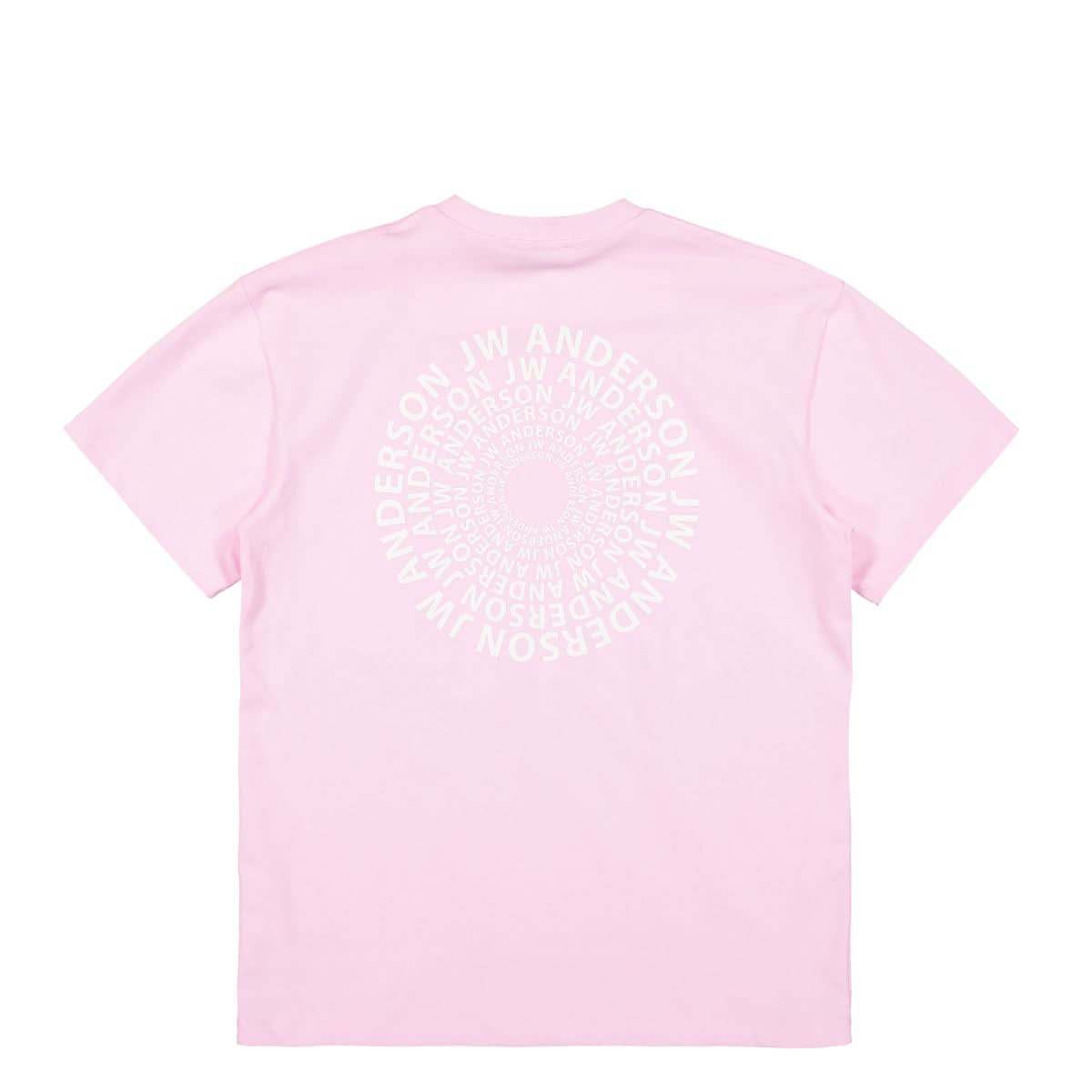 JW Anderson Swirl Logo Classic T-Shirt Pink Detail view 2 | Gate