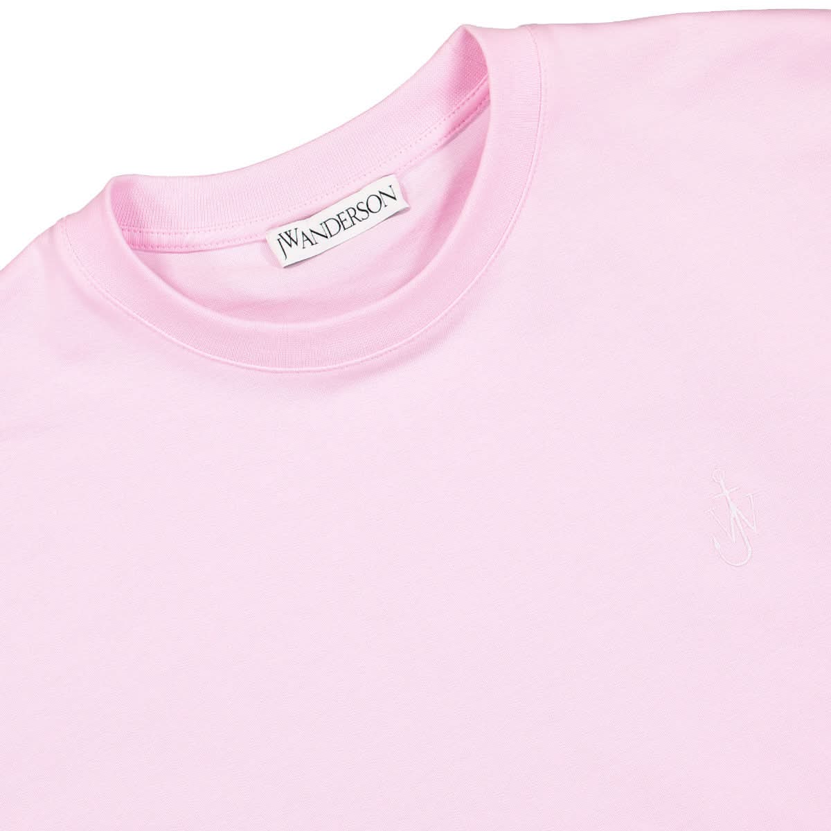 JW Anderson Swirl Logo Classic T-Shirt Pink Detail view 3 | Gate