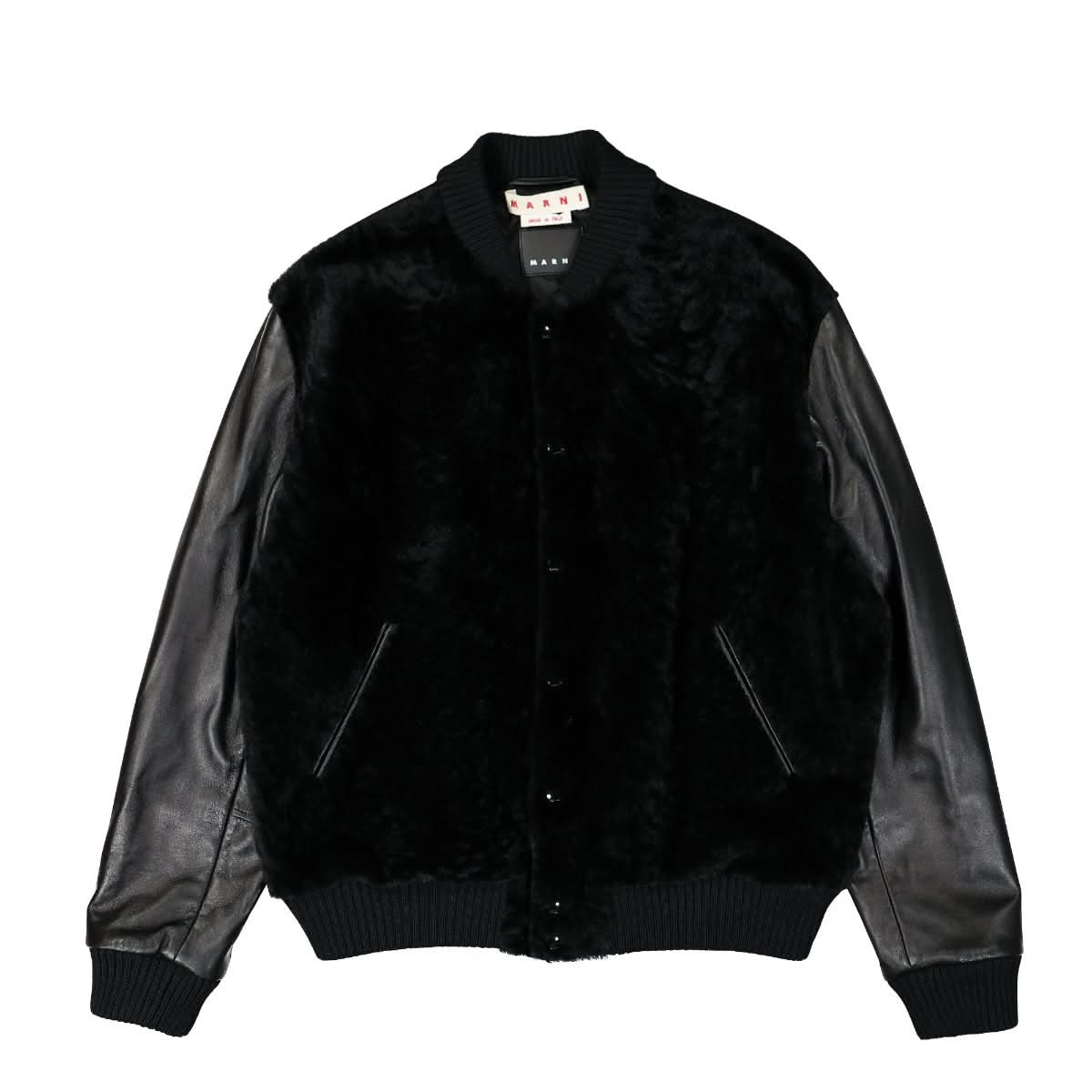 Marni Semi Curly Merino Jacket Black Detail view 1 | Gate