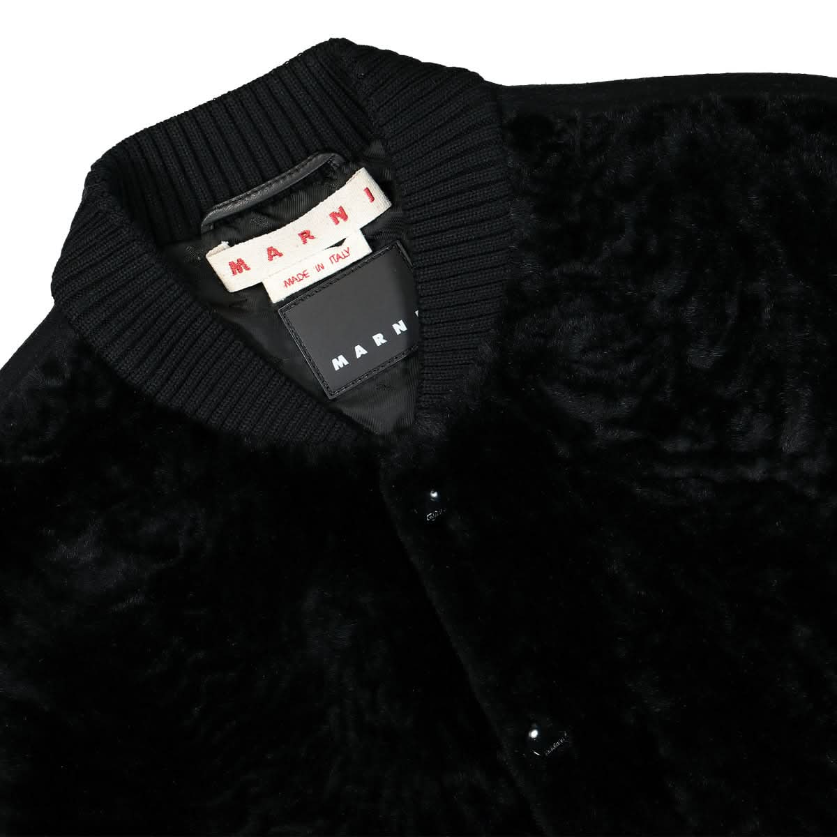 Marni Semi Curly Merino Jacket Black Detail view 3 | Gate