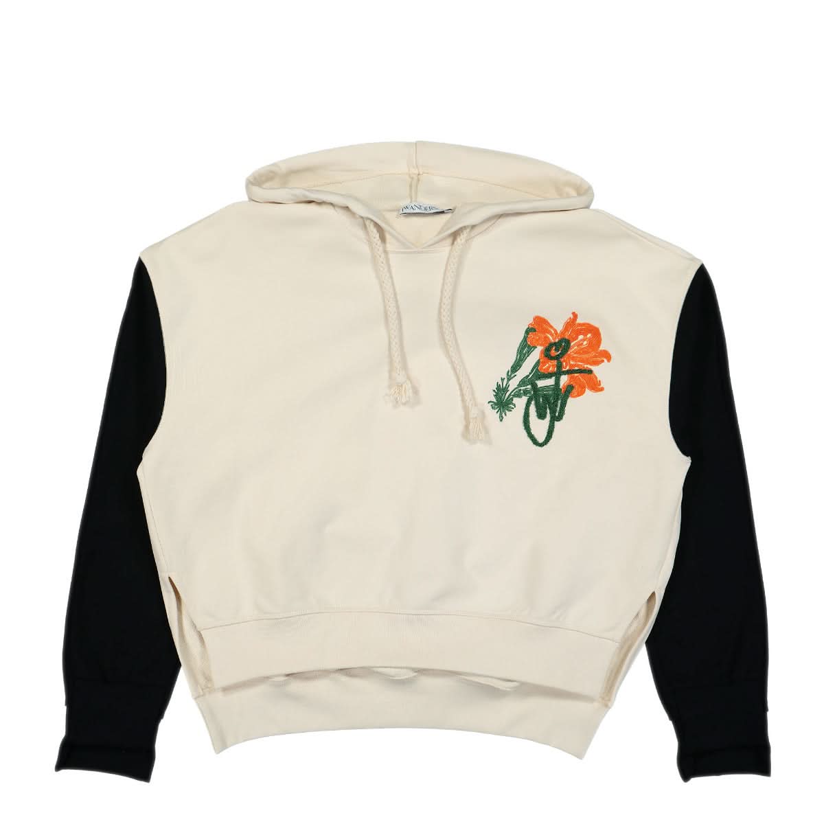 JW Anderson Iris Print Relaxed Fit Cropped Hoodie Beige Detail view 1 | Gate