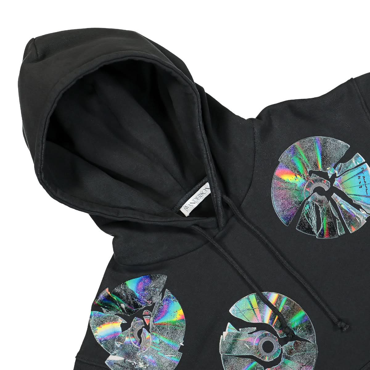 JW Anderson Smashed CD Hoodie Black Detail view 3 | Gate