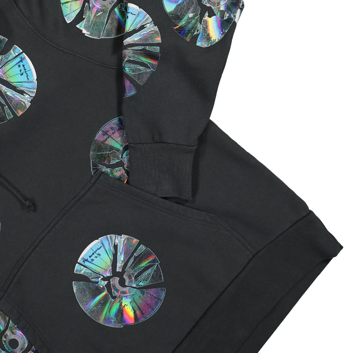 JW Anderson Smashed CD Hoodie Black Detail view 4 | Gate