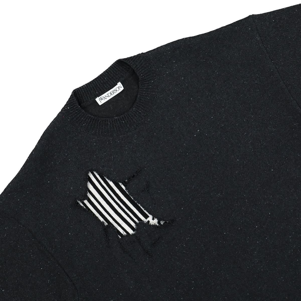 JW Anderson Recycled Denim Barcode Jumper Grey Detail view 3 | Gate