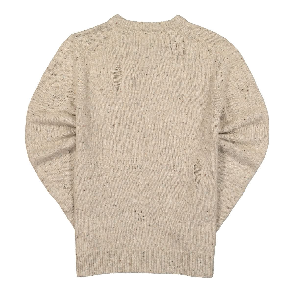 Helmut Lang Distressed Knit Crew Beige Detail view 3 | Gate