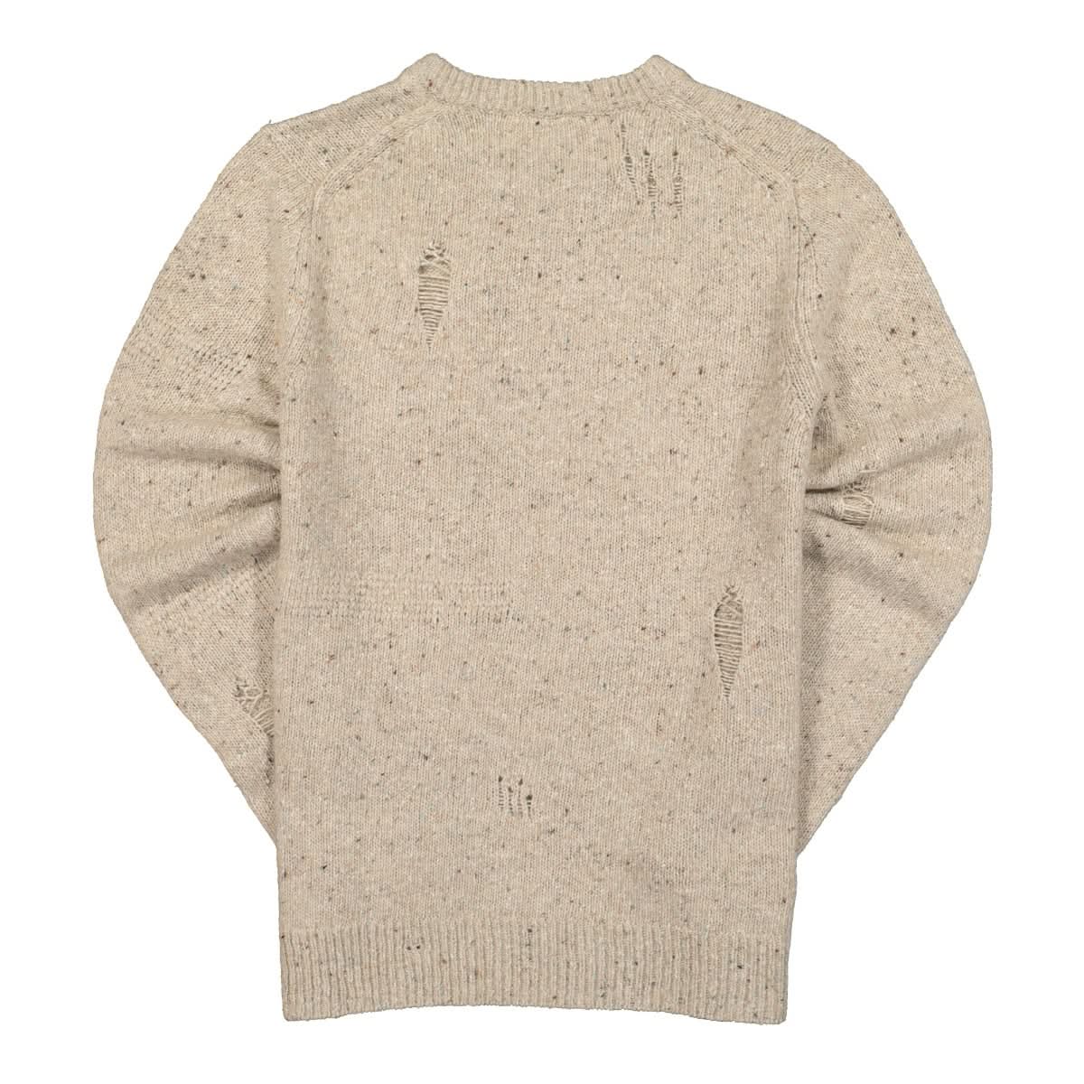 Helmut Lang Distressed Knit Crew Beige Detail view 4 | Gate