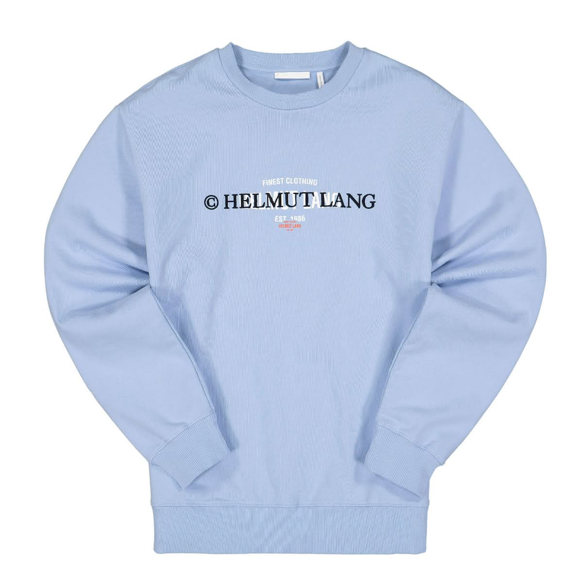 Helmut Lang Layer Logo Crew Sweater Blue Detail view 1 | Gate
