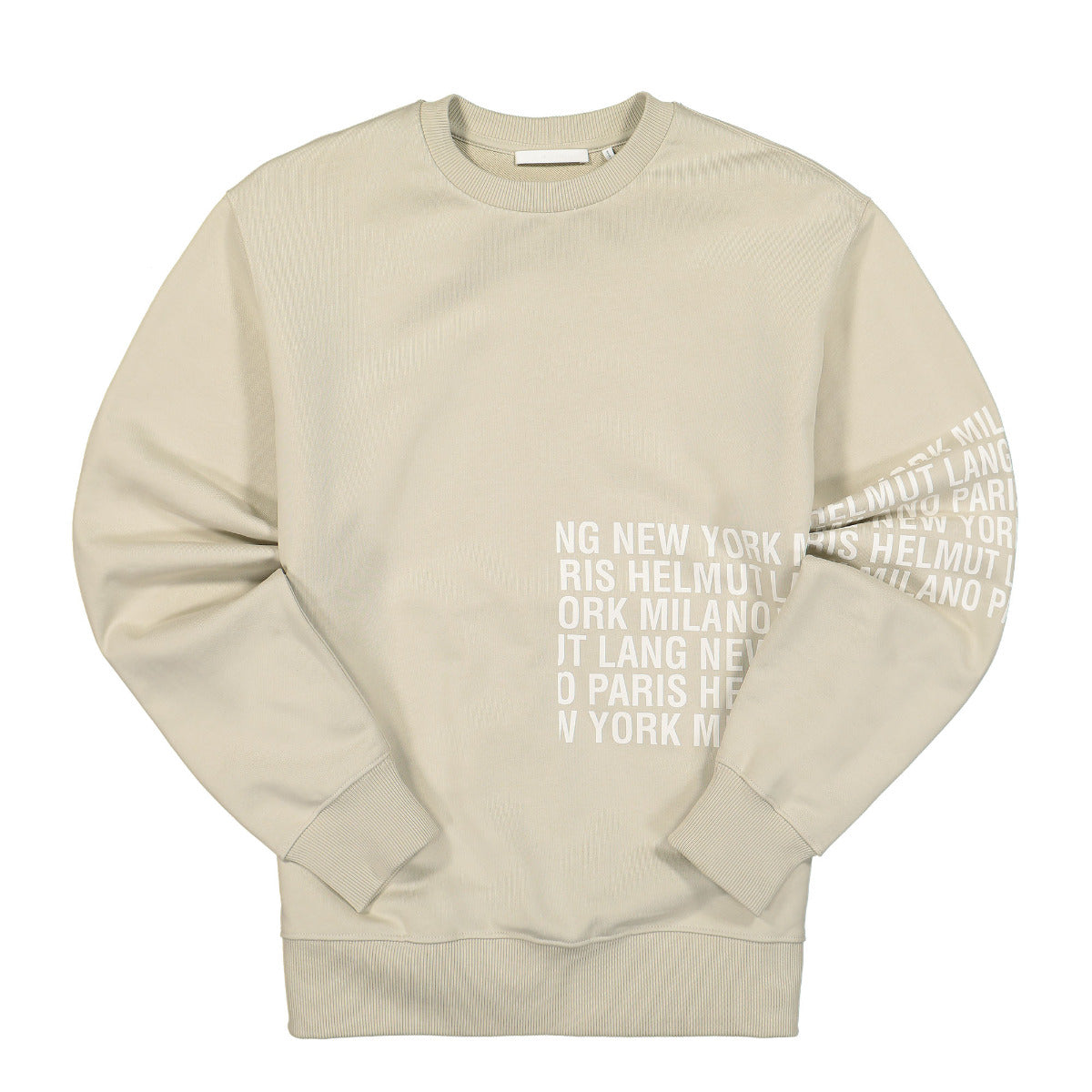 Helmut Lang Box Logo Crew Sweater Beige Detail view 1 | Gate