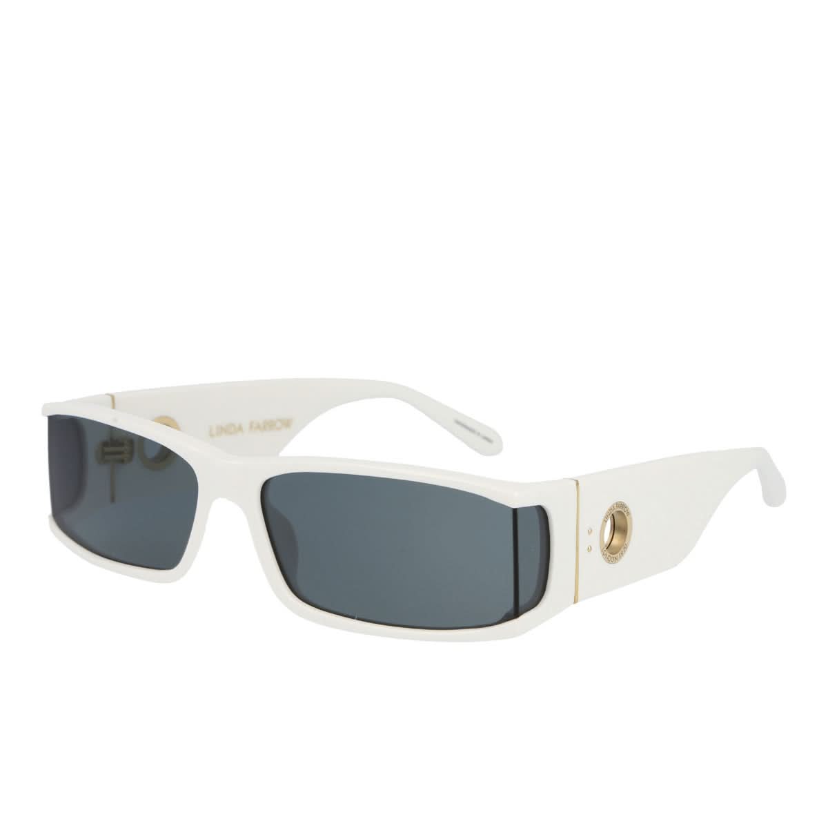 Linda Farrow Mya Rectangular Sun Glasses Grey,White Detail view 1 | Gate