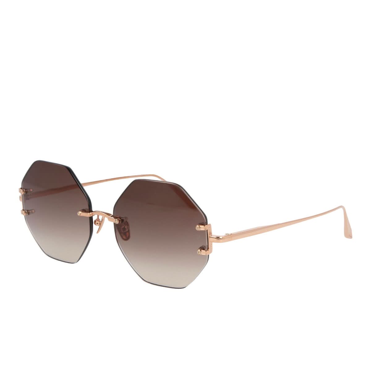 Linda Farrow Arua Sun Glasses Brown Detail view 1 | Gate
