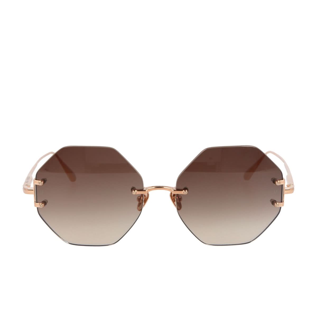 Linda Farrow Arua Sun Glasses Brown Detail view 2 | Gate