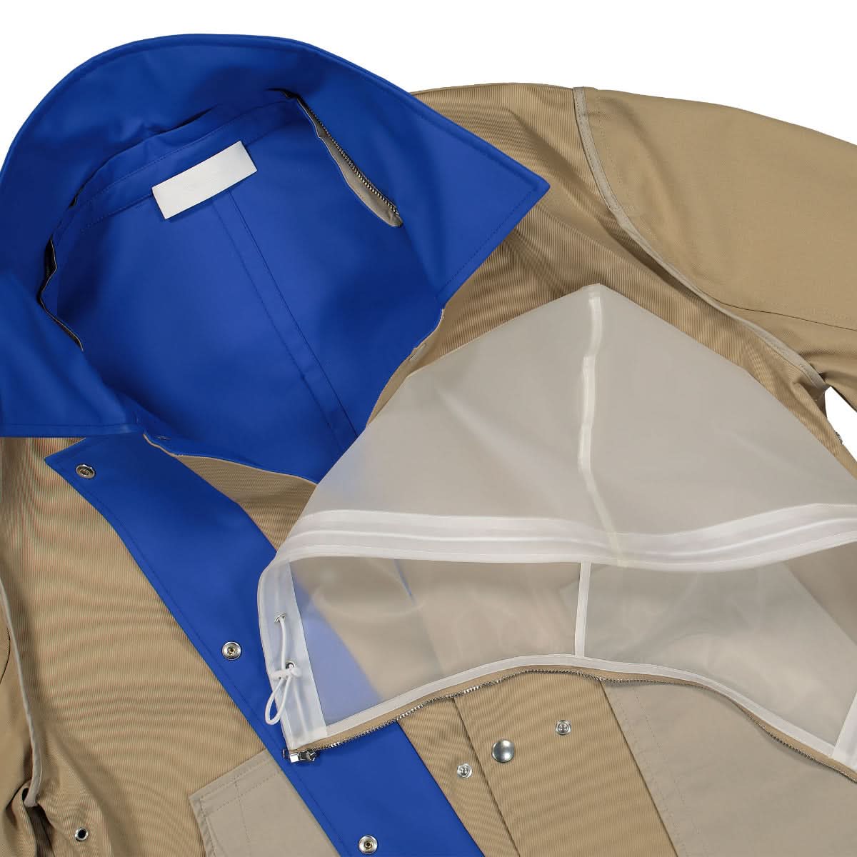 Helmut Lang Rubber Mac Coat Beige,Blue Detail view 3 | Gate