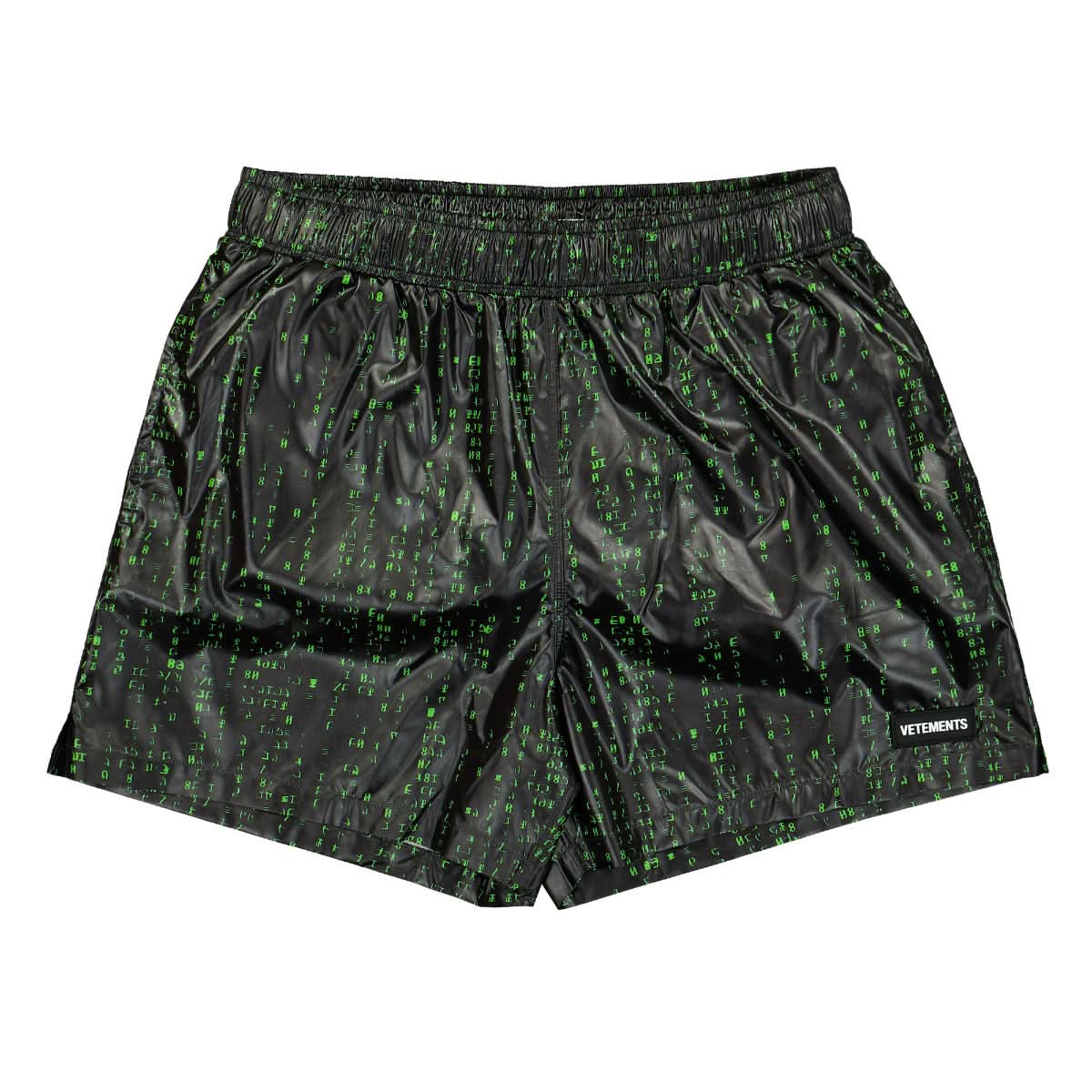 VETEMENTS Green Code Swim Shorts Black,Green Detail view 1 | Gate