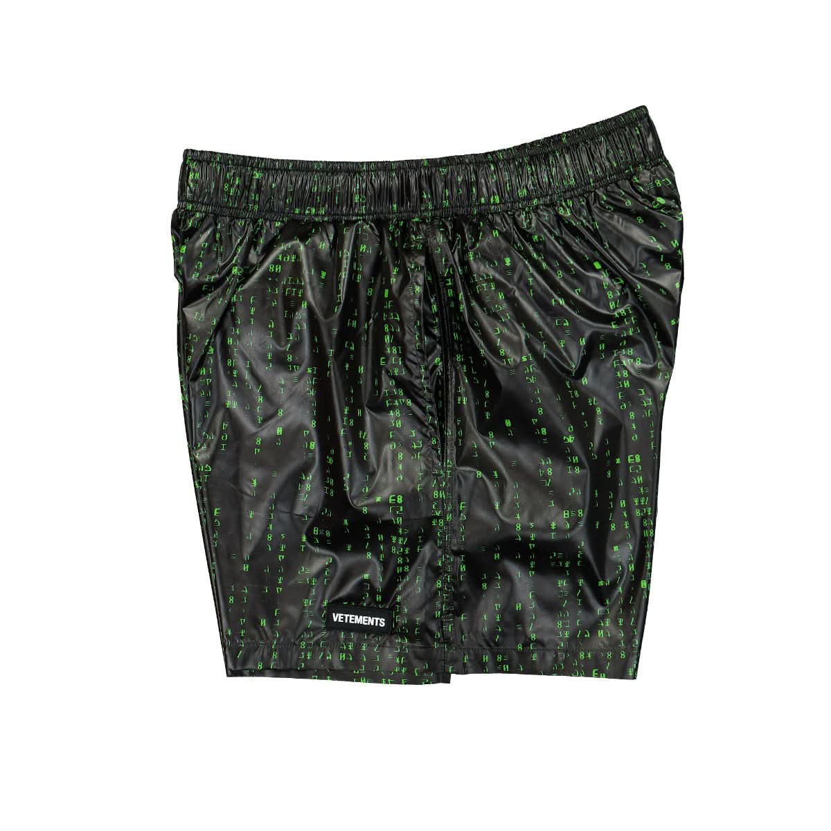 VETEMENTS Green Code Swim Shorts Black,Green Detail view 3 | Gate