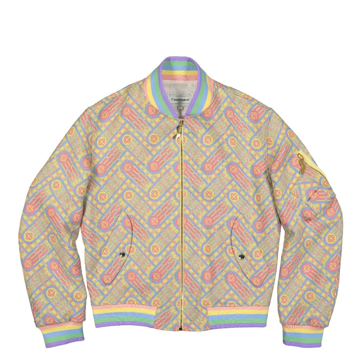 Casablanca Wool Jacquard Bomber Jacket Multicolor Detail view 1 | Gate